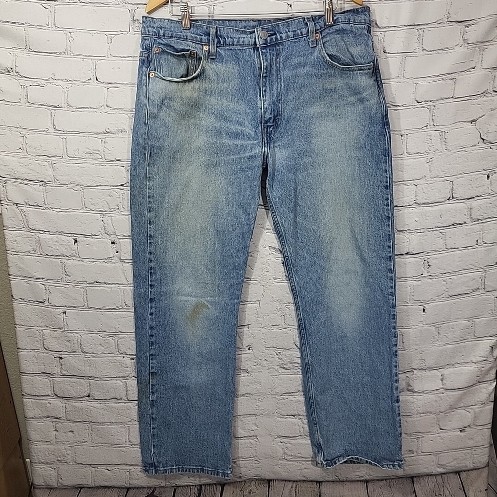 Levis Levi Jeans 569 Mens 36X32 Straight Leg Stretch Flaws Spots